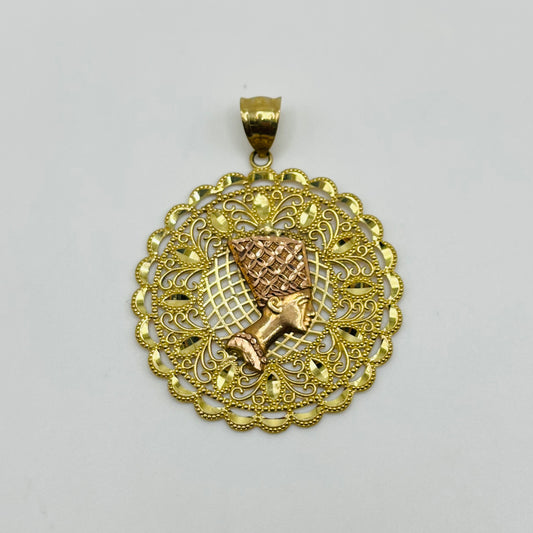 10k Gold Round Rose Gold Nefertiti Charm