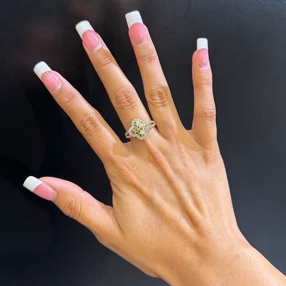 10K Gold Clover CZ Border Nugget Ring (M)