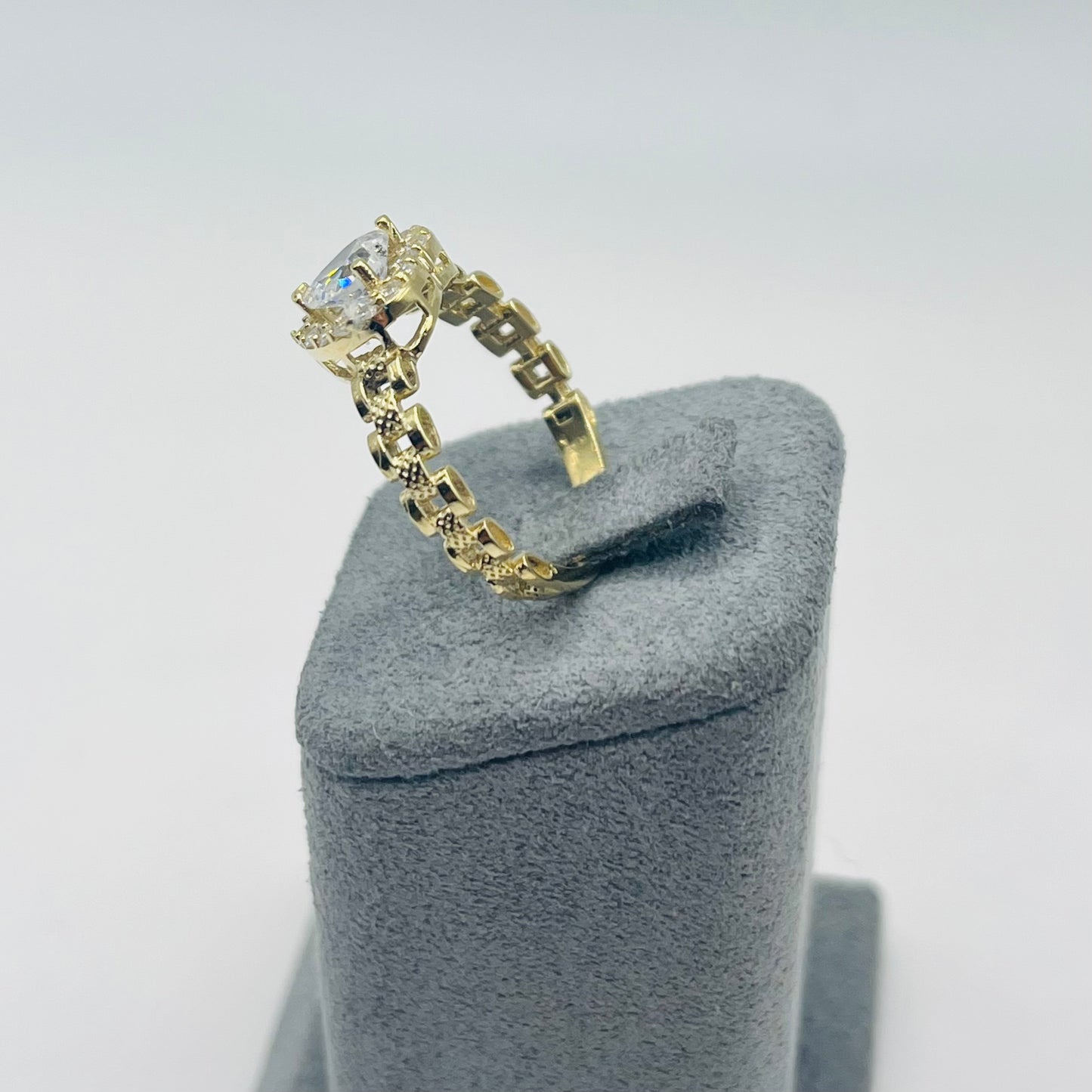 10k Gold CZ Heart White Birthstone RX Ring