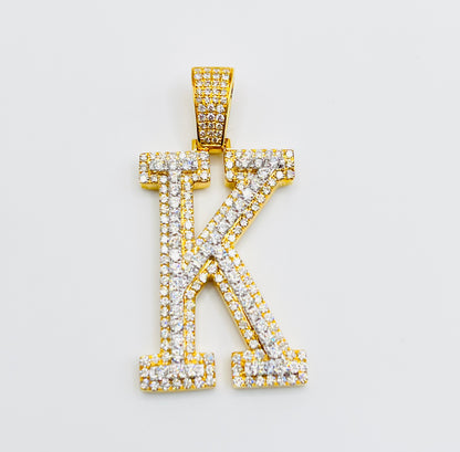 Diamond Block Initial Pendant - Large