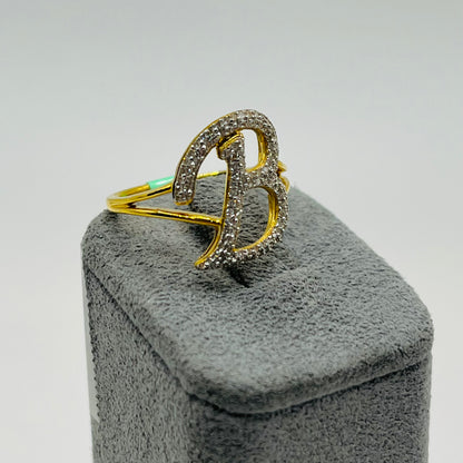 14k Gold Diamond Fancy Intial Ring