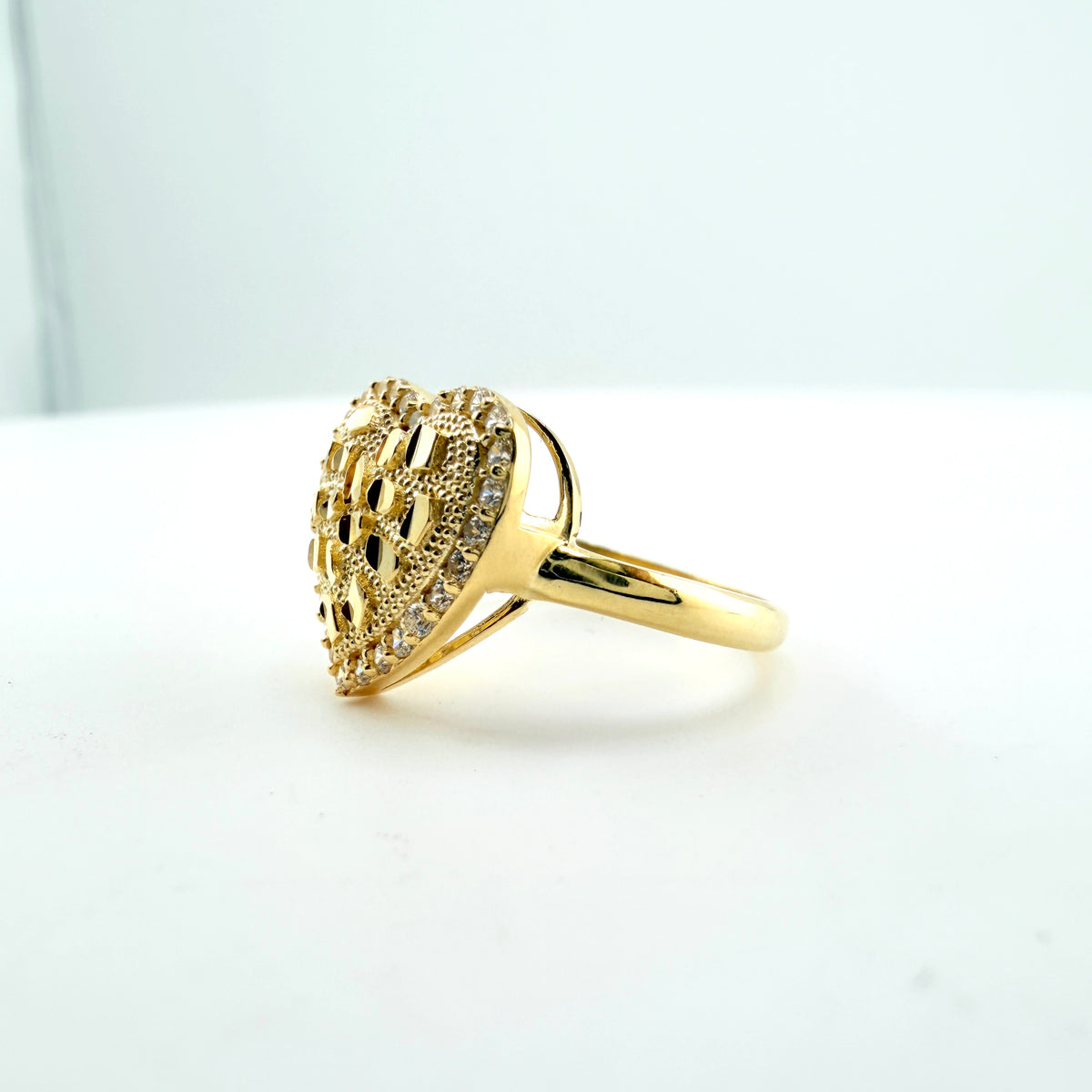 10K Gold Deluxe Nugget Heart with CZ border