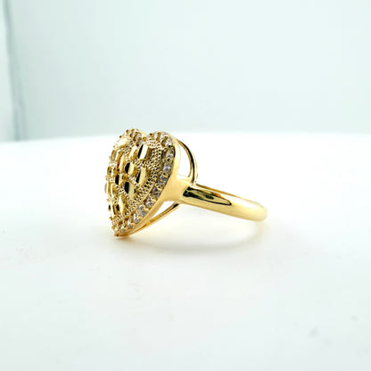 10K Gold Deluxe Nugget Heart with CZ border