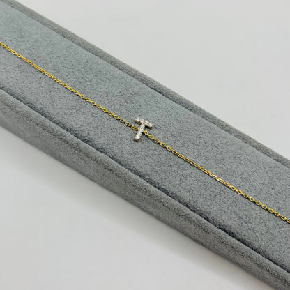 14K Gold Diamond Classic Initial Bracelet