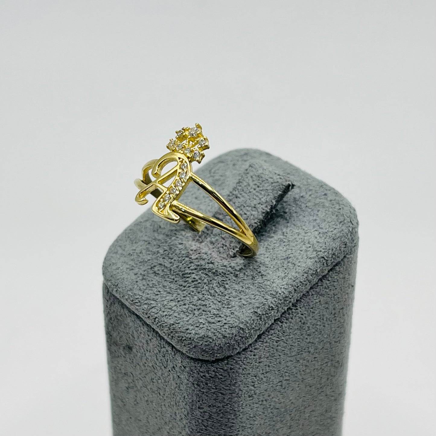 10K Gold Initial Ring with Crown