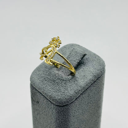 10K Gold Initial Ring with Crown