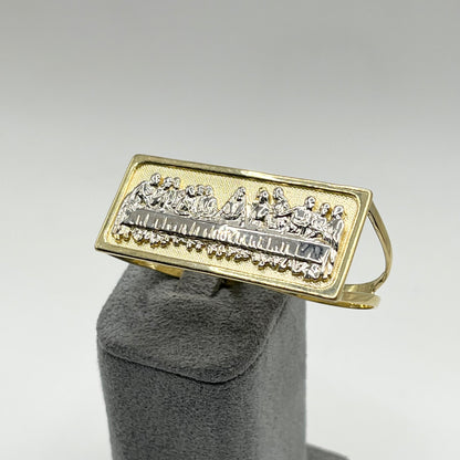 10K Gold Two Tone Two Finger Last Supper Ring