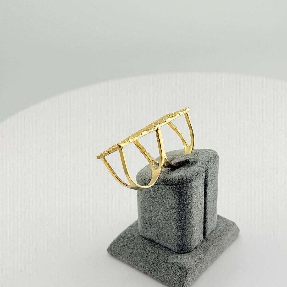 10K Two Finger Last Supper Ring with Nugget Border (Large)