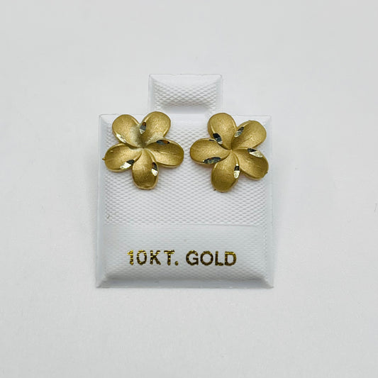 10k Gold Satin Hibiscus Earrings (M)