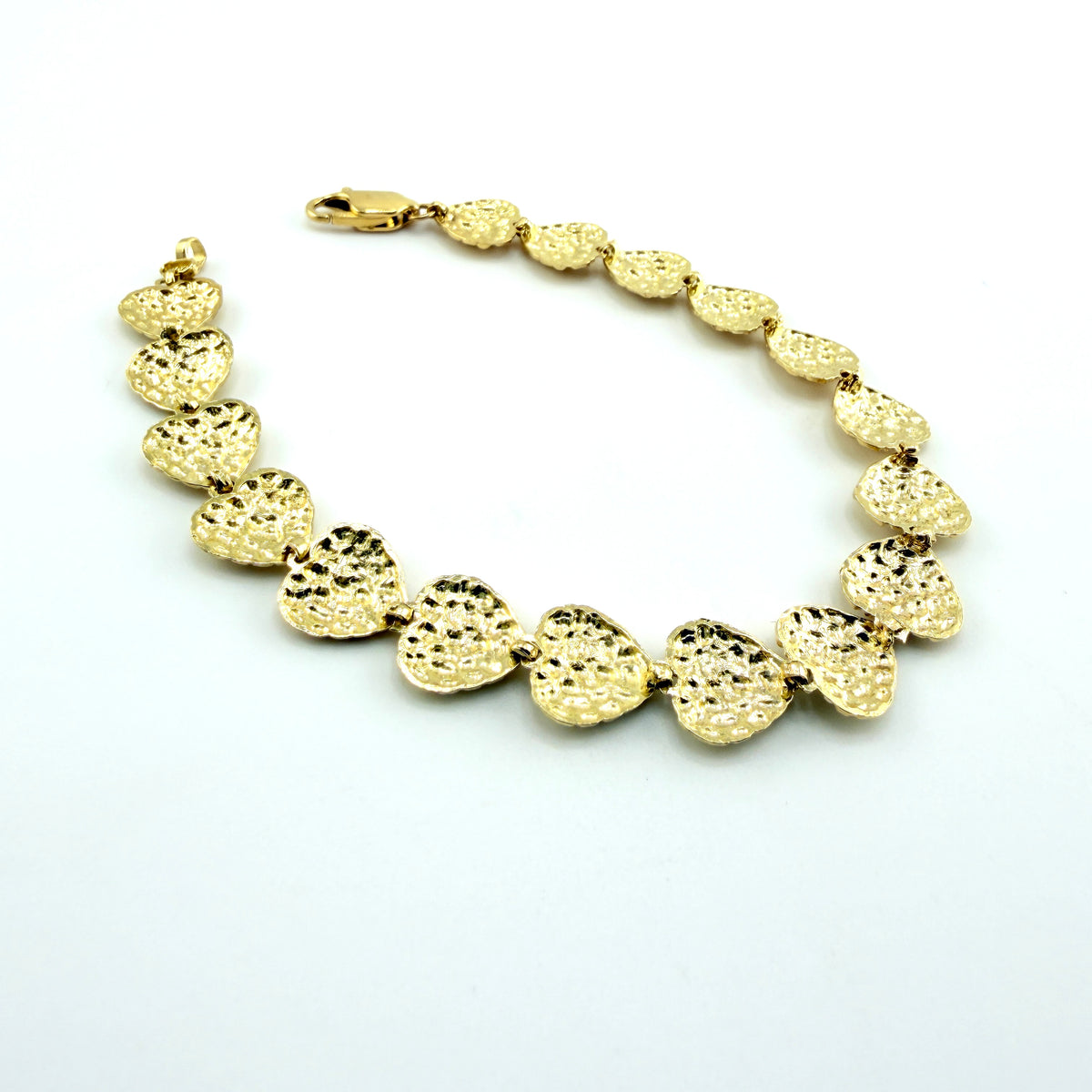 10K Gold Nugget Bracelet - Hearts