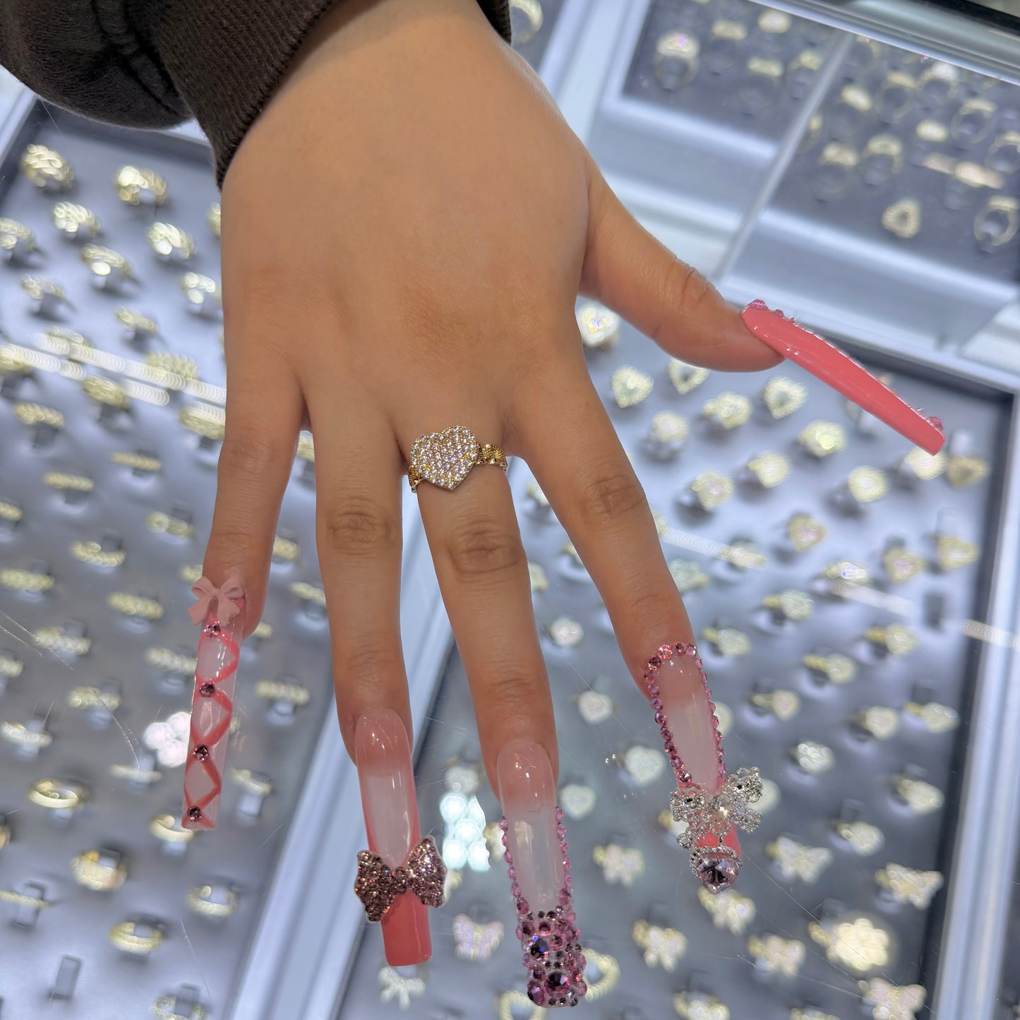 10K Gold RX Pink Heart Ring 6mm band (med)