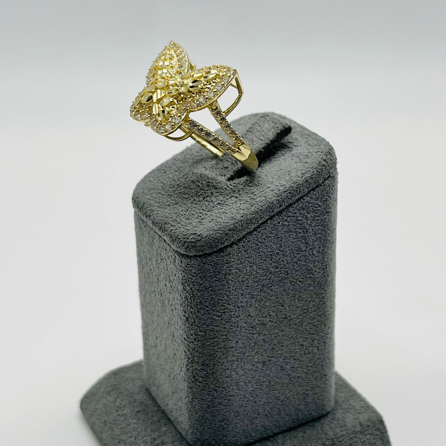 10k Gold Cz Nugget Butterfly Band Ring (M)