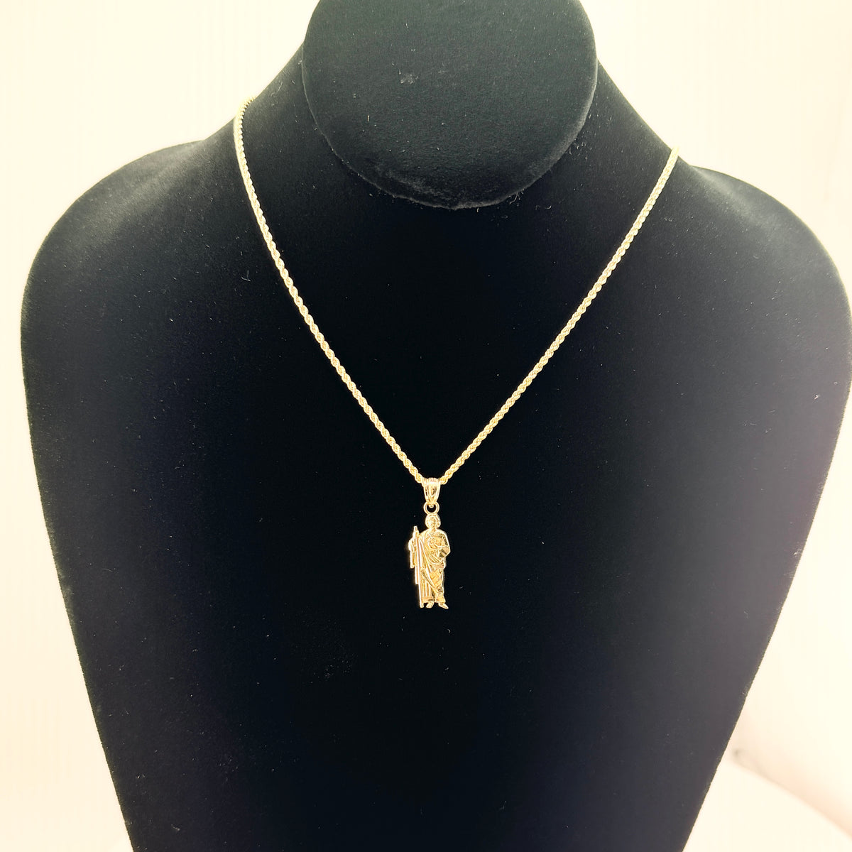10K Gold San Judas Necklace charm and chain in real gold