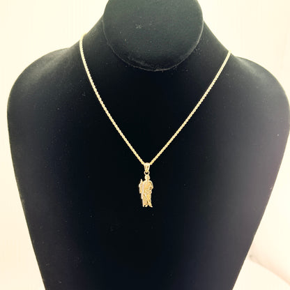 10K Gold San Judas Necklace charm and chain in real gold