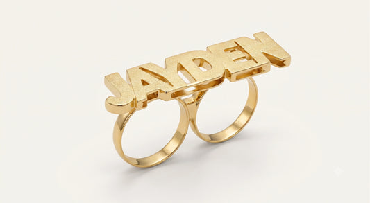 Custom 10K Gold Name Two Finger Ring