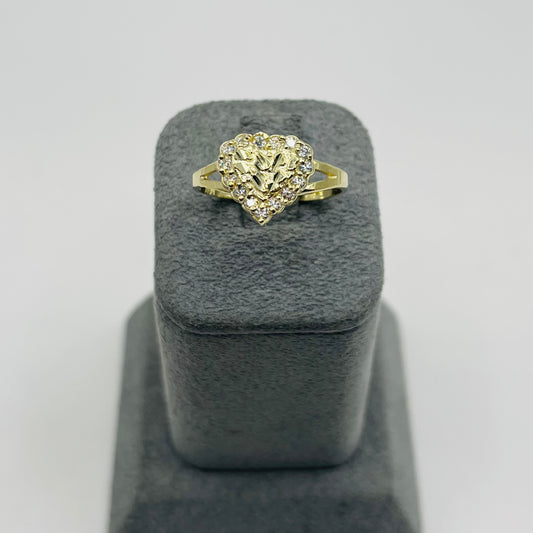 10k Gold Cz Nugget Heart Ring (S)