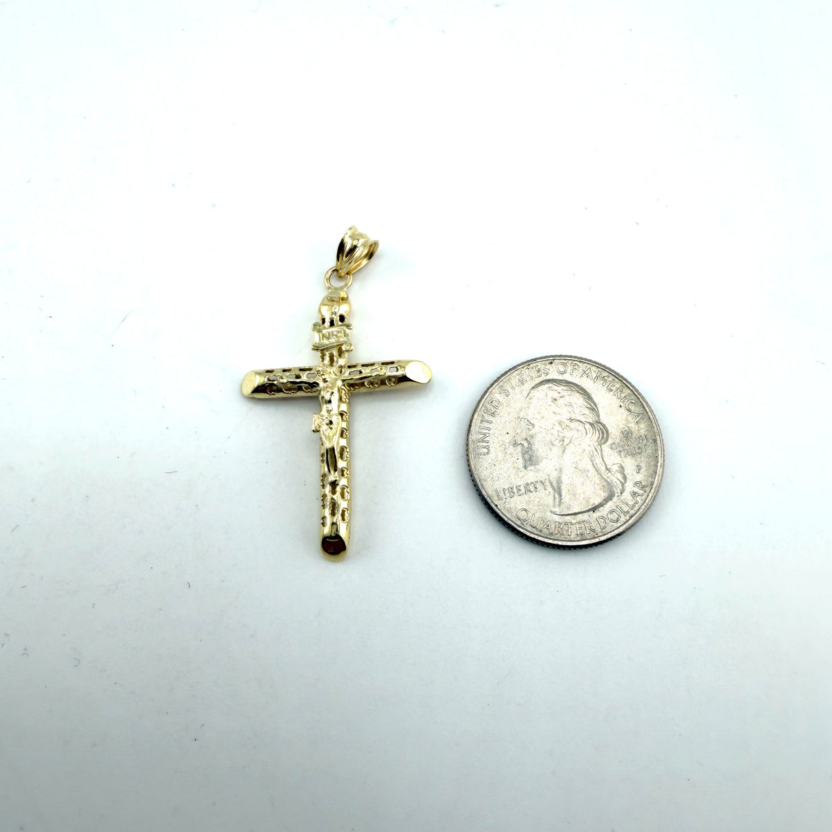 10K Gold Pierced Cross with Jesus