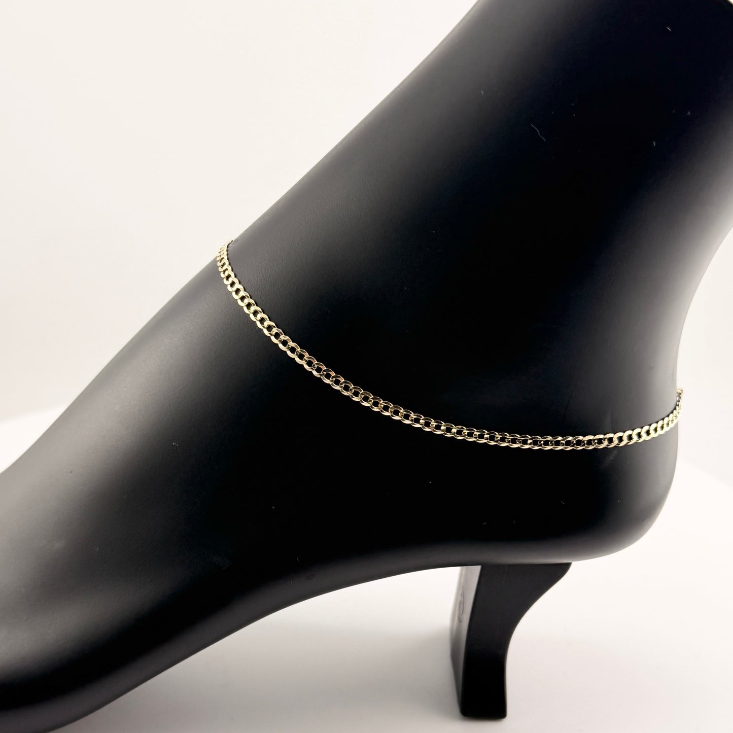 14K Gold Solid Cuban Curb Anklet