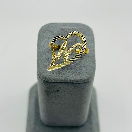 10K Gold Drifting Heart Initial Ring (medium)