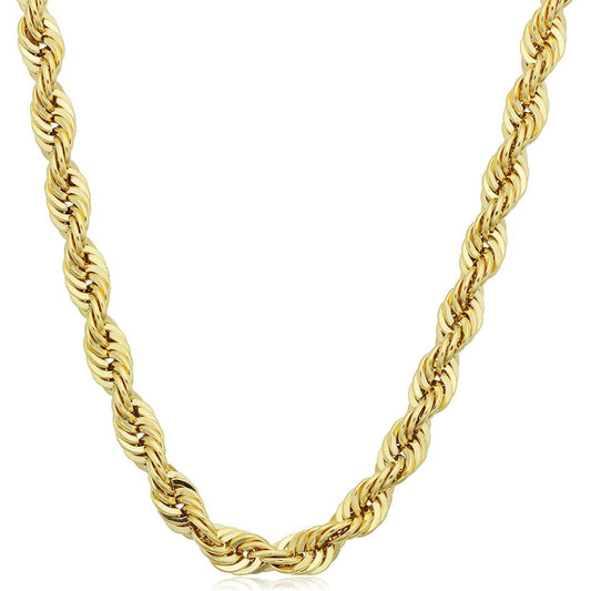 10K Gold Solid 7mm Solid Diamond Cut Rope Chain