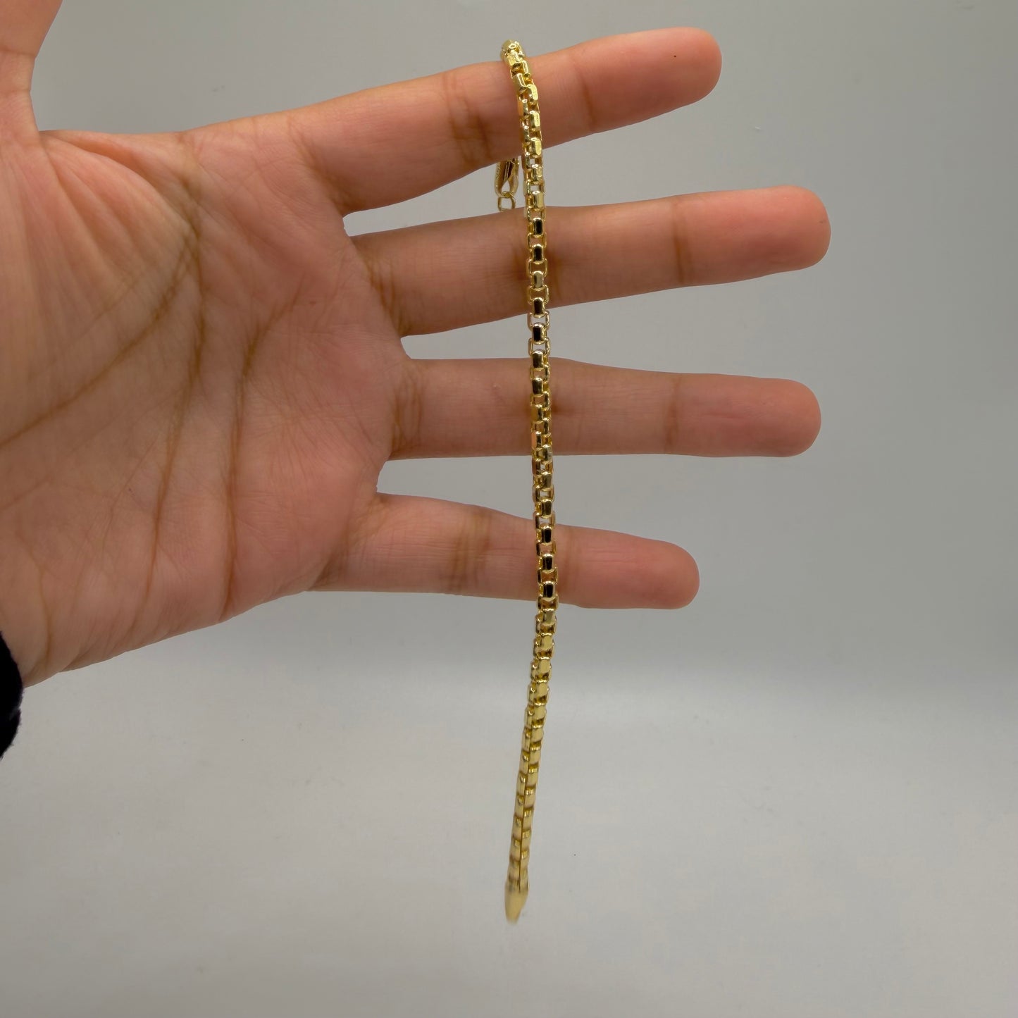 14k Gold 3mm Venetian Box Bracelet