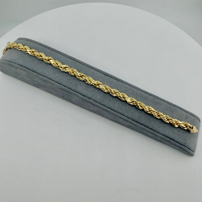 10K Gold 6mm Hollow Rope Bracelet