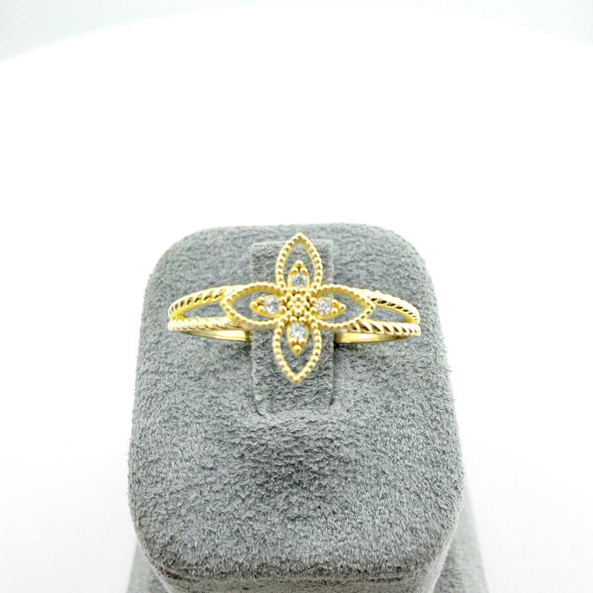 10K Gold Designer Cardinal Points CZ Ring