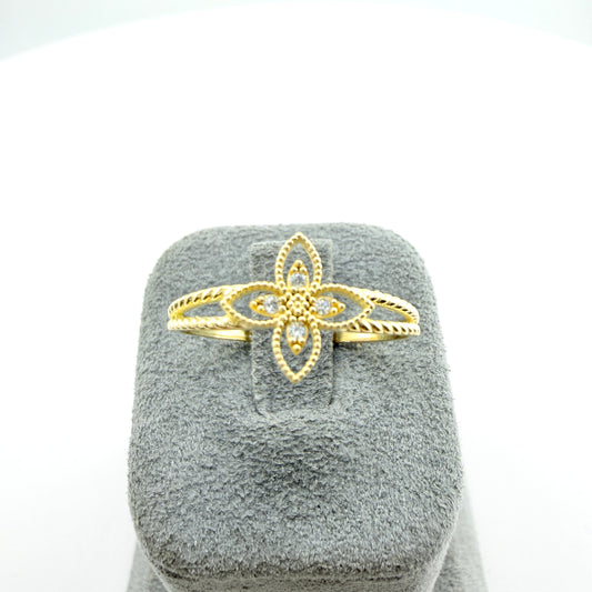 10K Gold Designer Cardinal Points CZ Ring