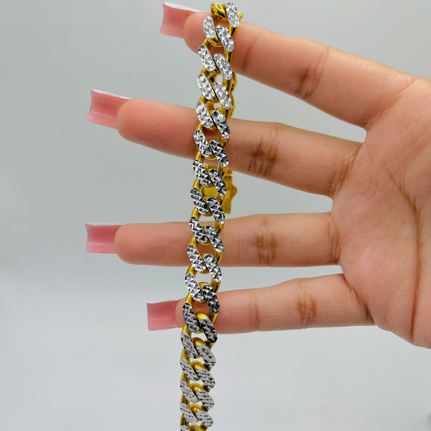 10K Gold 10 mm Miami Cuban Monaco Bracelet