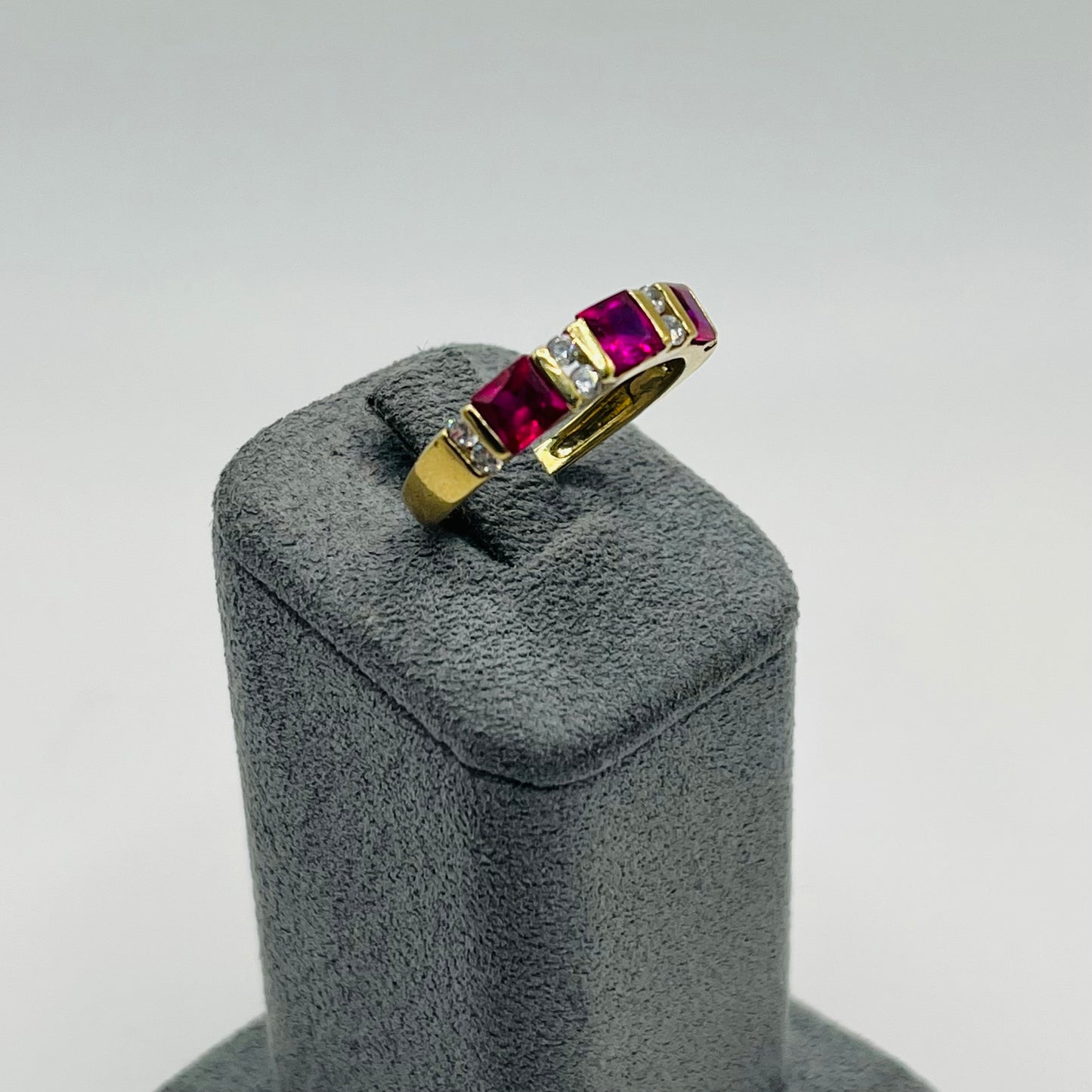 10k Gold CZ Ruby Band Ring
