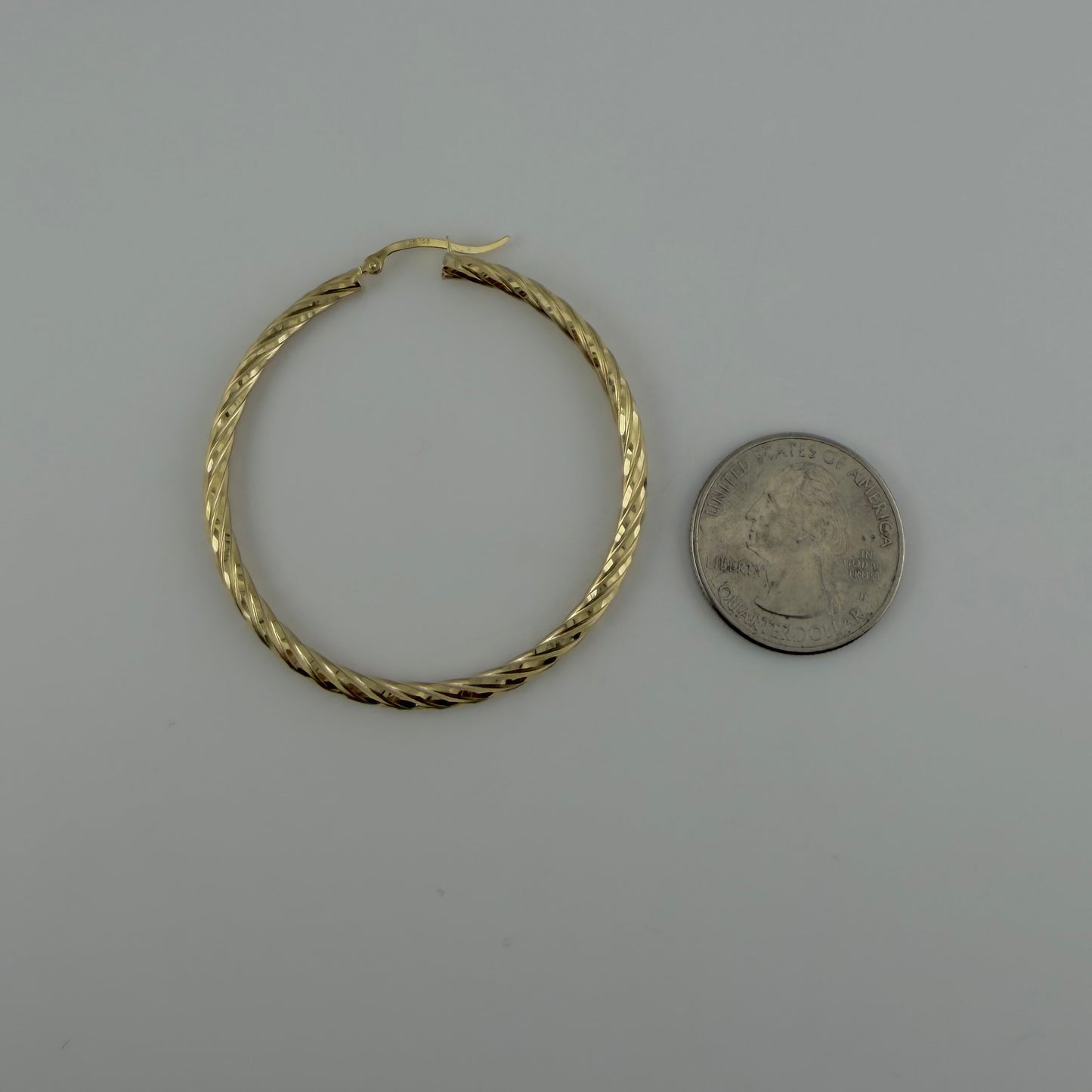 10k Gold Diamond Cut Spiral Hoops ( 2")