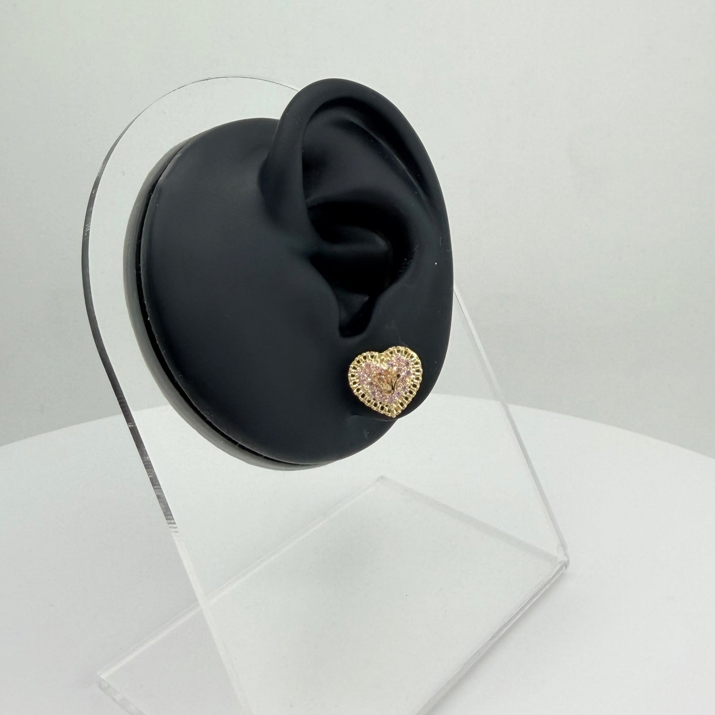 10k Gold Rx Border Princess Crown Earrings