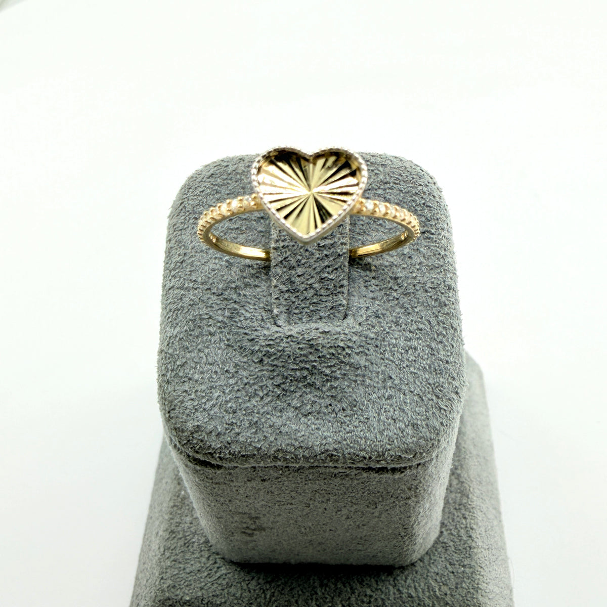 10K Gold Shimmering Fancy Heart Ring