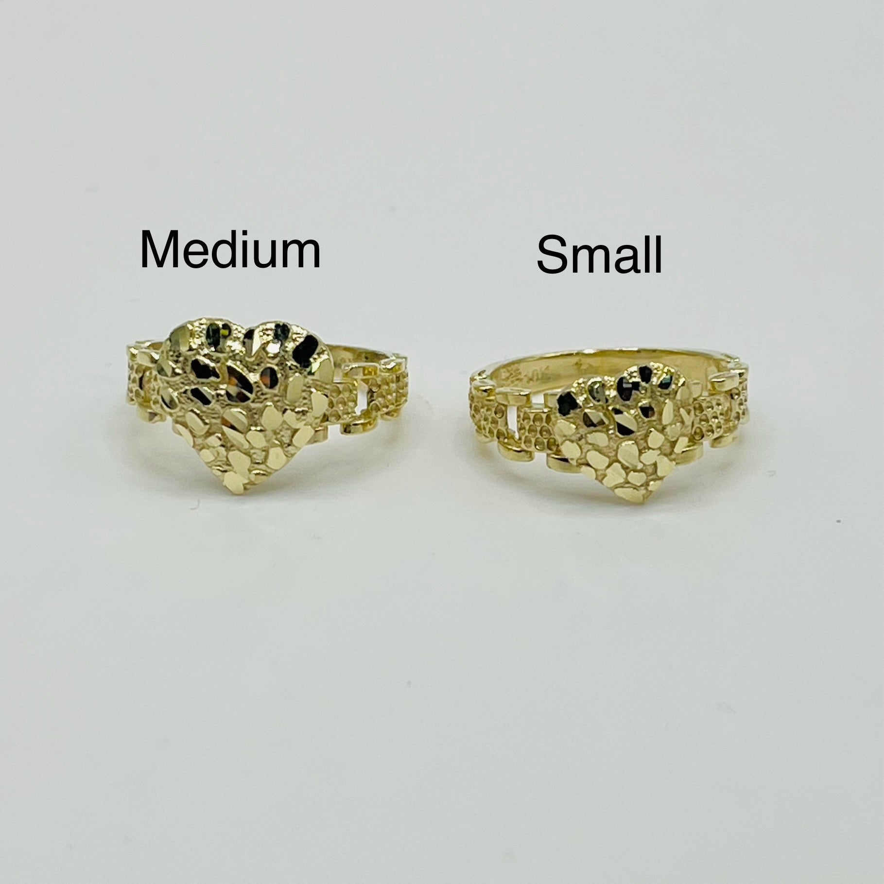 10K Gold RX Nugget Heart Ring | Face Size: Small