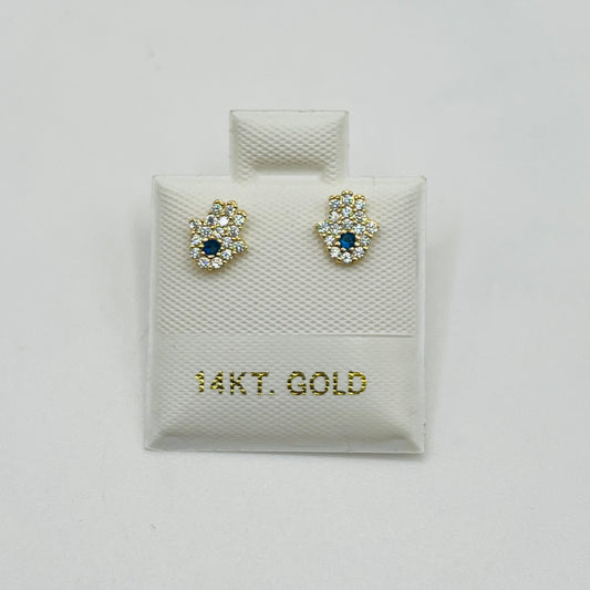 14K Cz Hamza Earrings