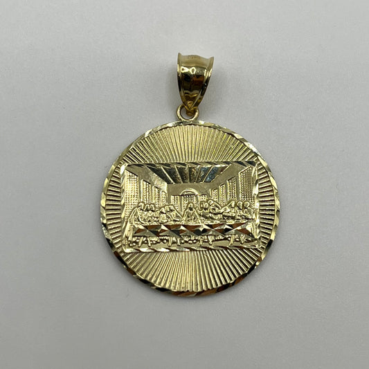 10K Gold Last Supper Pendant Shiny Round