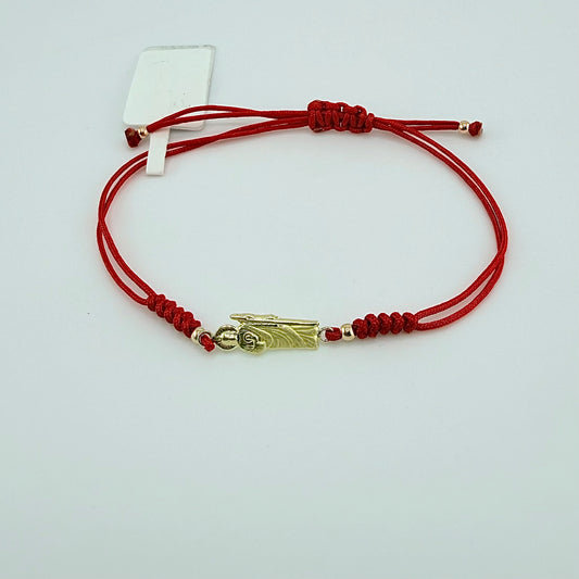 14k Gold San Judas Braided Bracelet - Red