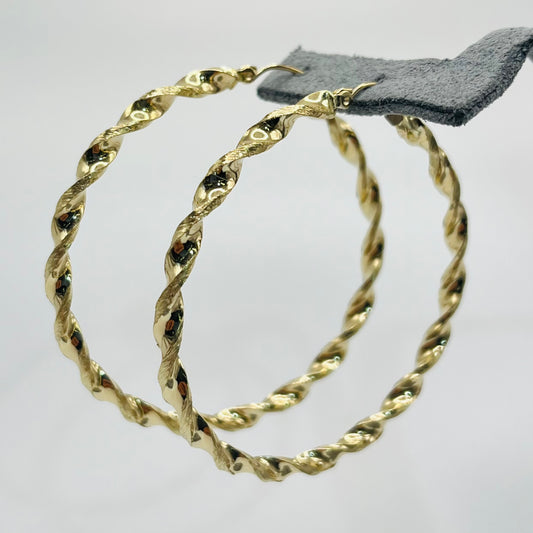 10K Gold Ultra Lightweight Twist Hoops (Medium - 2")