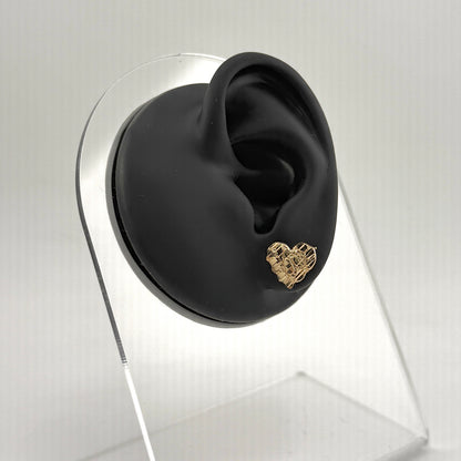 14K Gold Heart Nugget Earrings (~12mm)