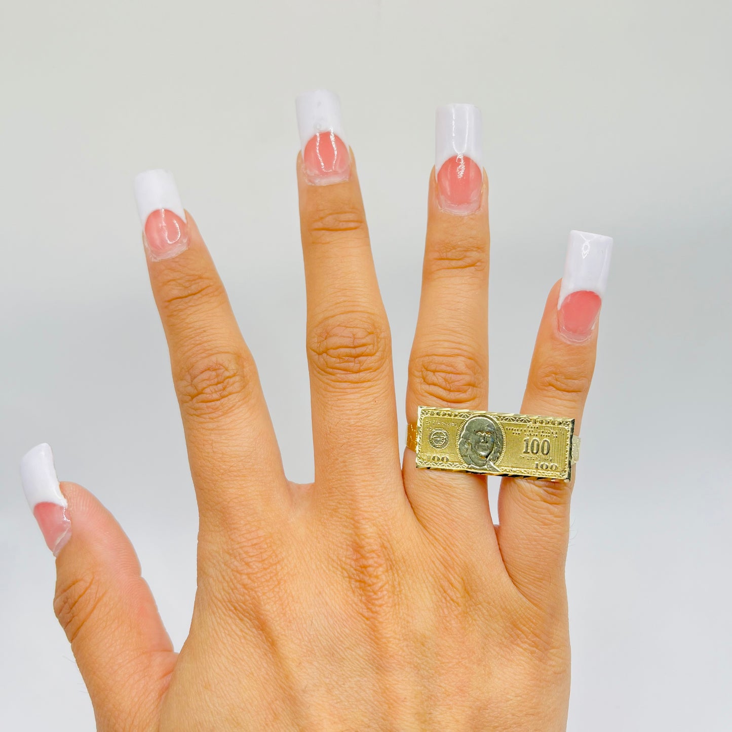 10K Gold Lil Two Finger $100 Bill Ring (Junior Size)