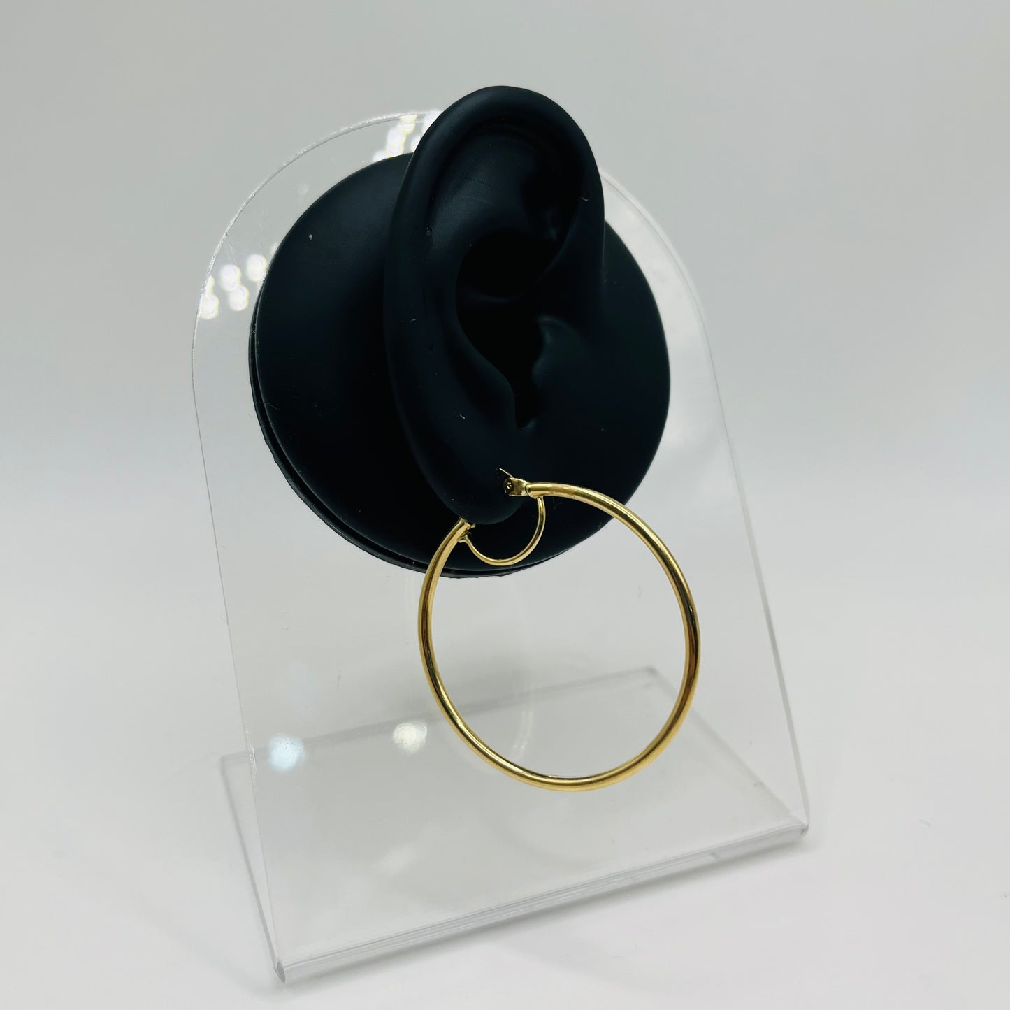 14k Gold Halo Lock Hoop 1.65in