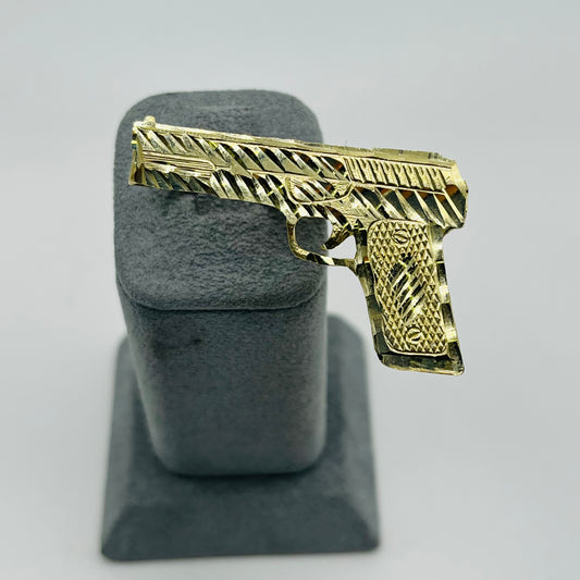 10K Gold Two Finger Hand Gun Ring