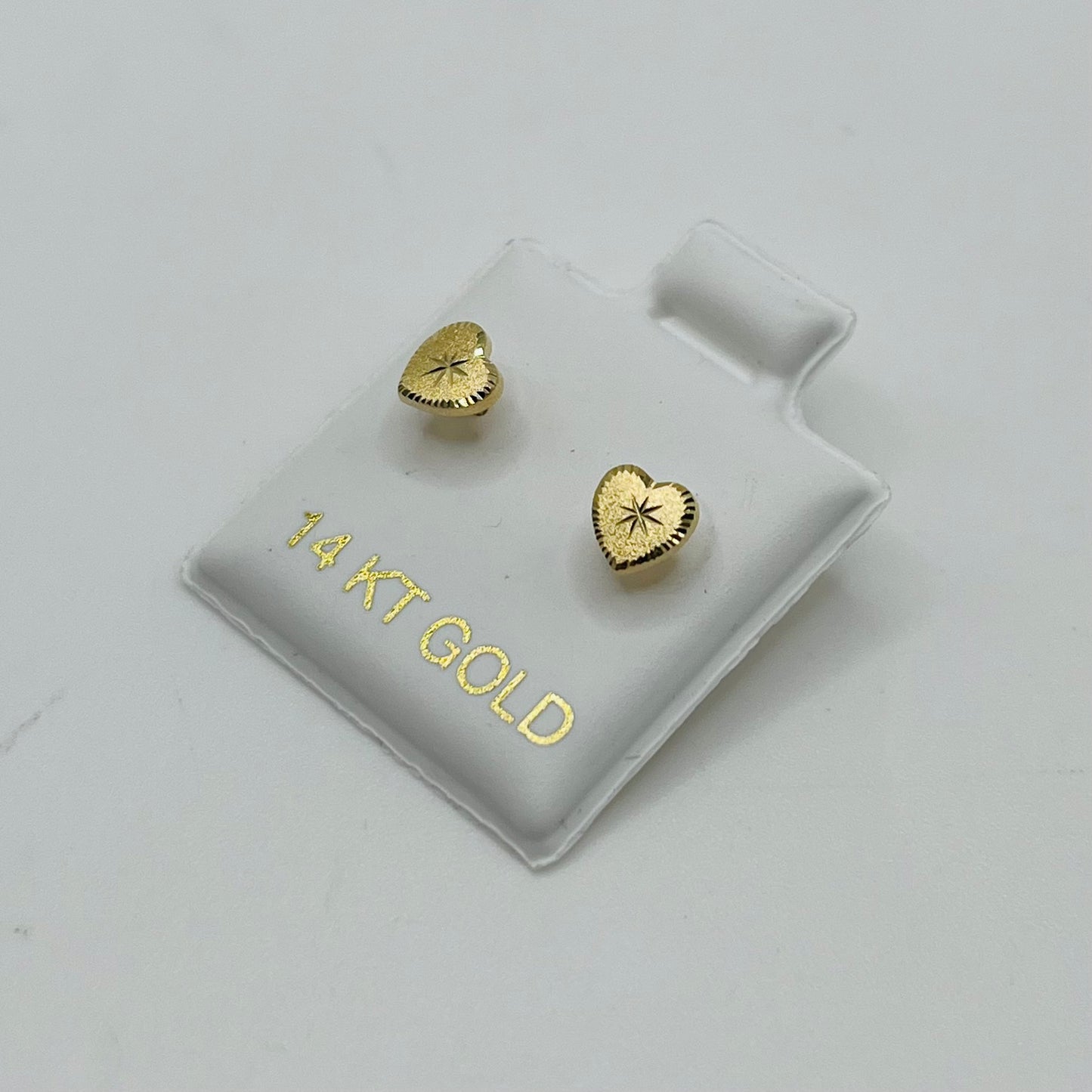14k Gold StarLight Matte Baby Heart Earrings