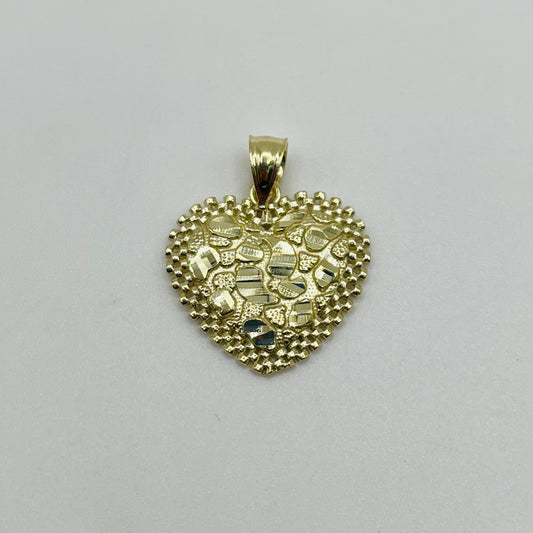 10k Gold Rx Heart Nugget Charm