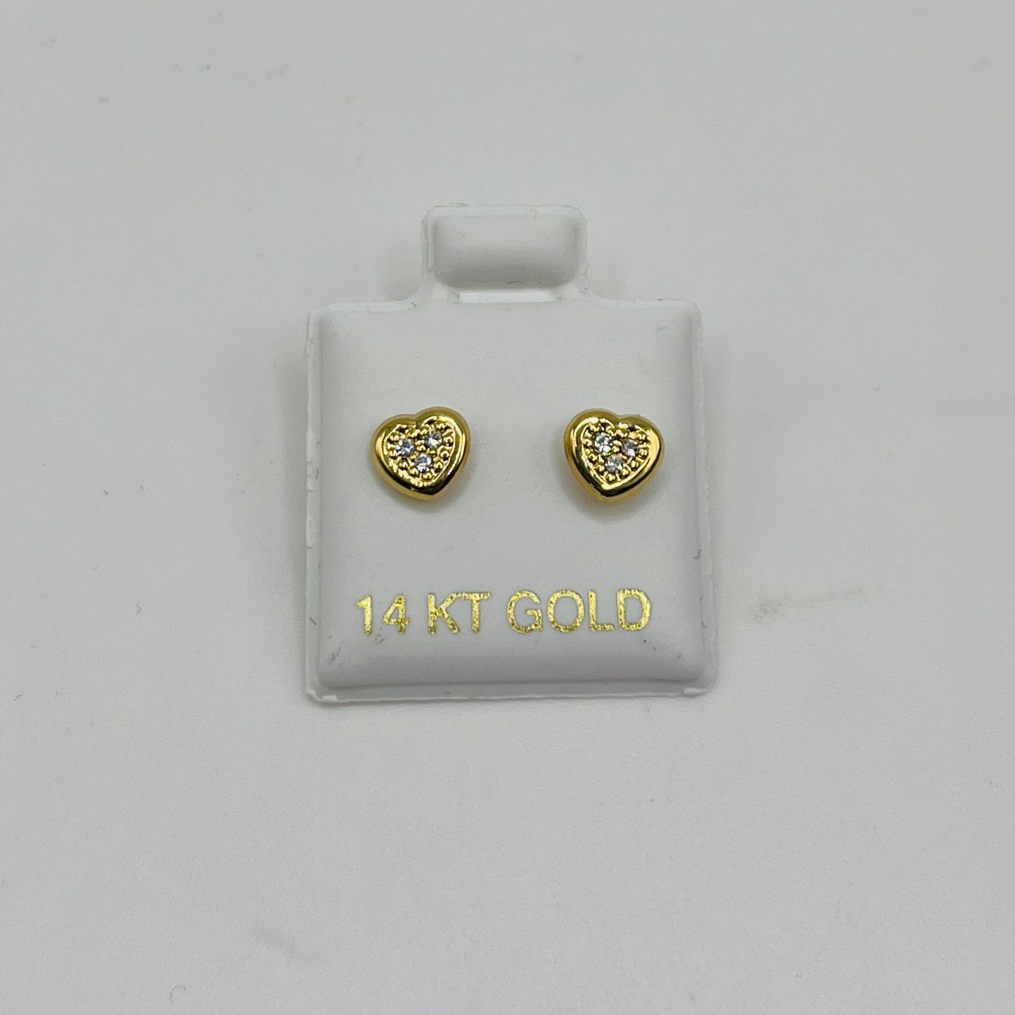 14k Gold Cz Chic Heart Earrings