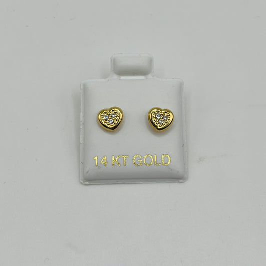 14k Gold Cz Chic Heart Earrings