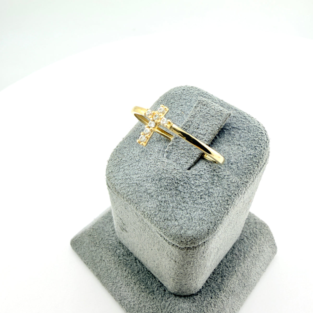 10k Gold Mini CZ Cross Ring