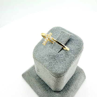 10k Gold Mini CZ Cross Ring