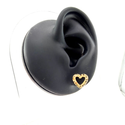 10K Gold Baby Open Heart Nugget Earrings