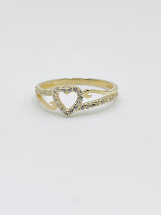 10K Gold CZ Heart w/ Tail accents Ring